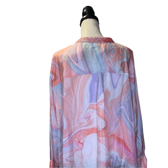 Johnny Was Silk Top Pink Multi Boho Tunic - Picture 6 of 13